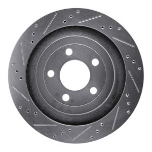 Ford Mustang Brake Rotor (1) - Rear Left - R1 Concepts - Drilled & Slotted - Silver - `15-`23 Ford Mustang Brake Rotor (1) - Rear Left - R1 Concepts - Drilled & Slotted - Silver - `15-`23